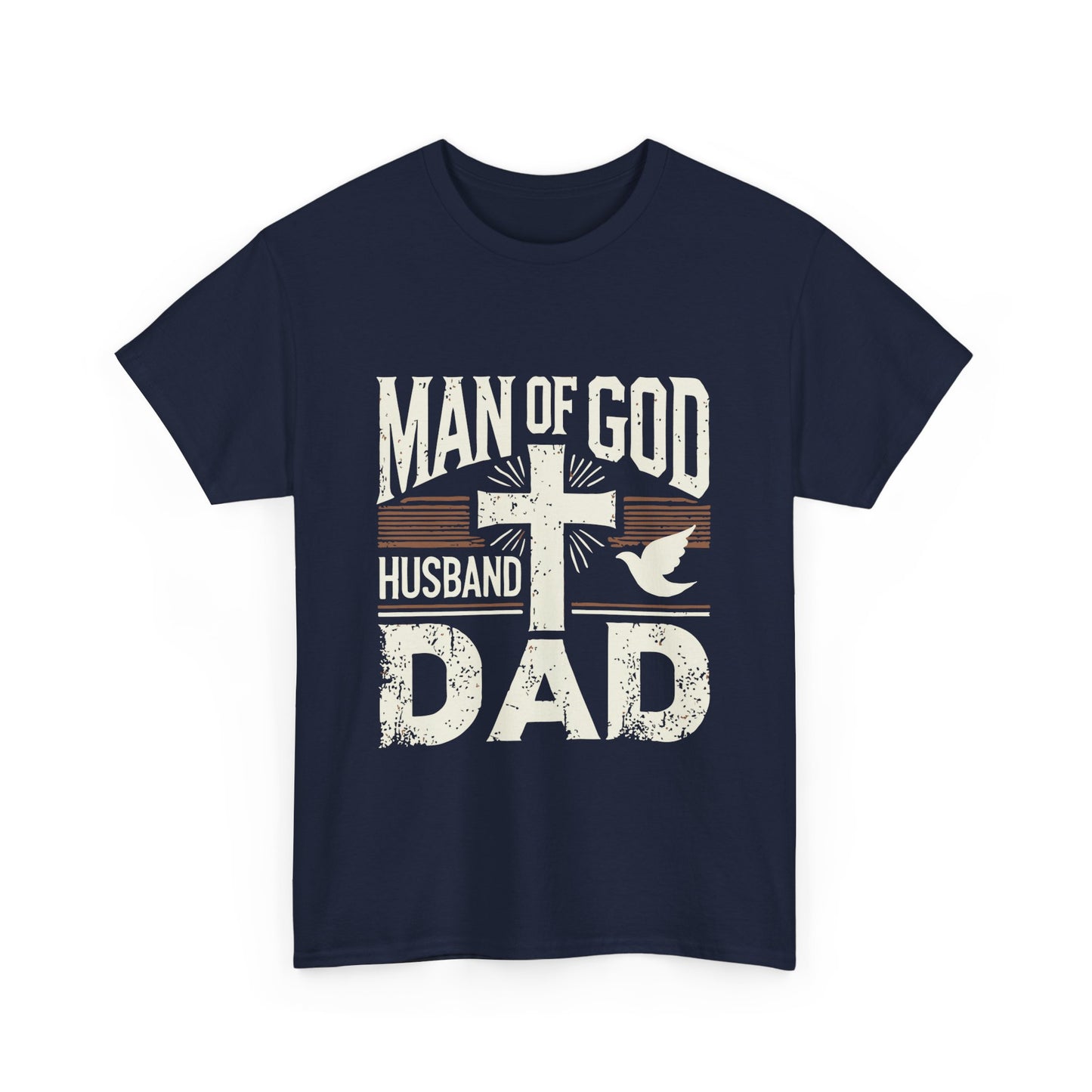 Inspirational Heavy Cotton Tee - 'Man of God-Husband-Dad'