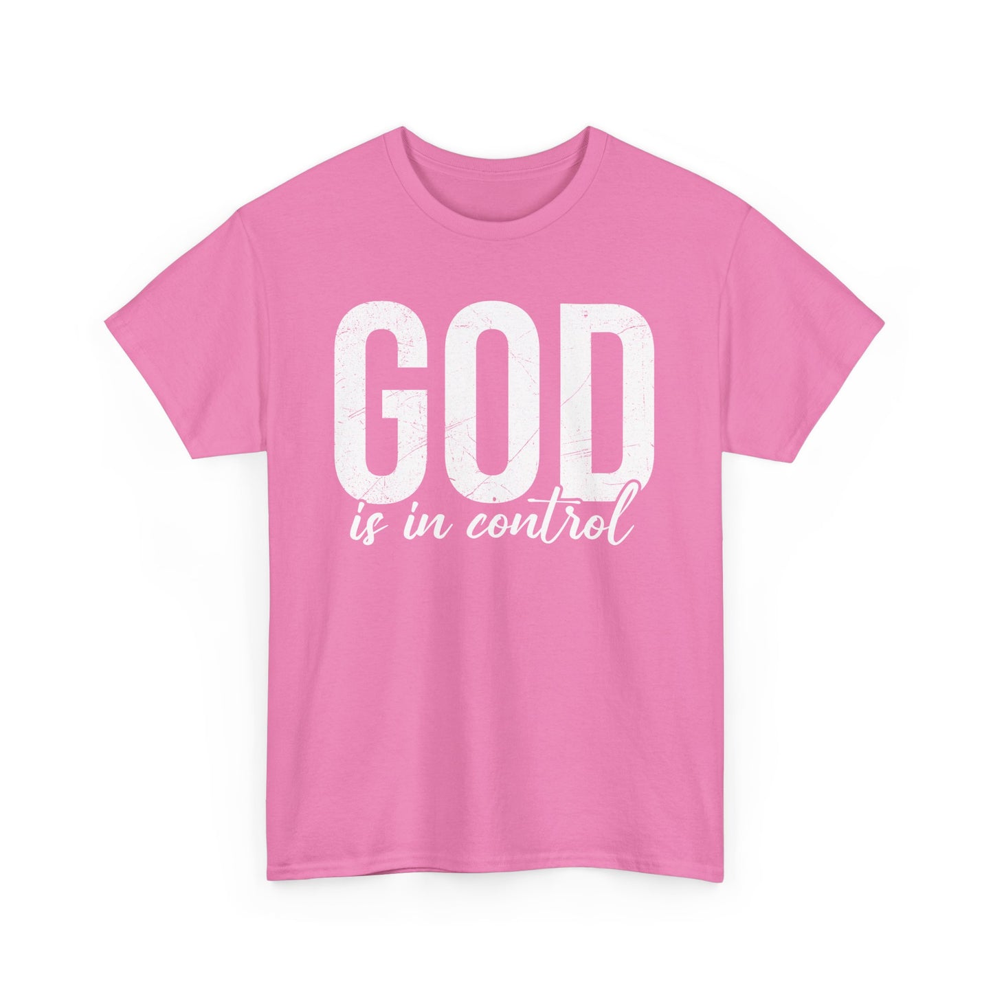 Inspirational Unisex Heavy Cotton Tee - 'God is in control'