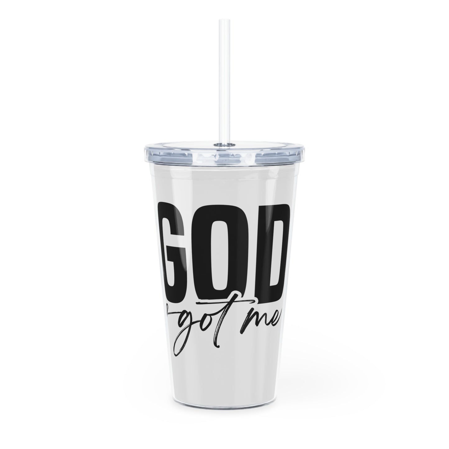 Inspirational Plastic Tumbler with Straw - God Got Me - Perfect for Daily Hydration