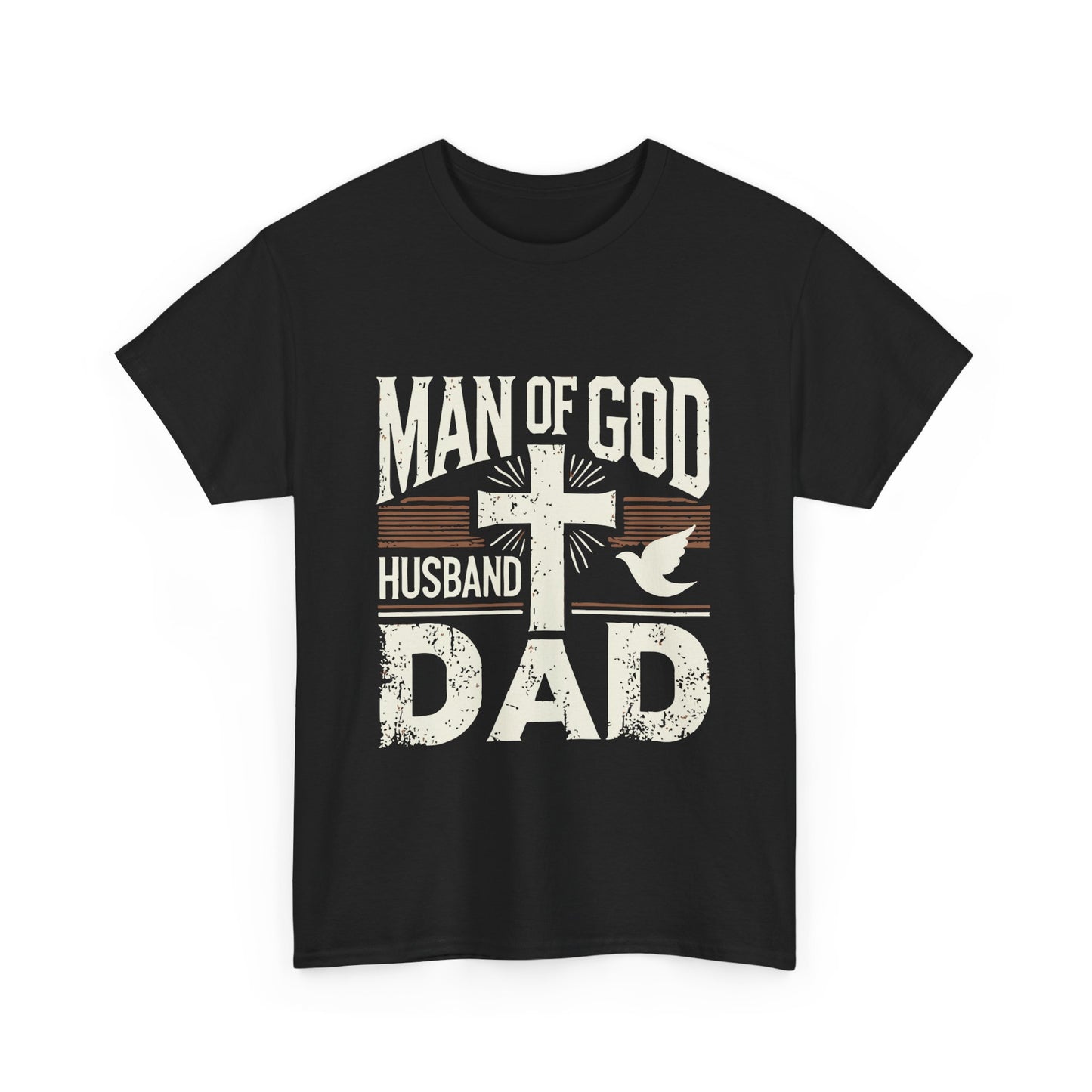 Inspirational Heavy Cotton Tee - 'Man of God-Husband-Dad'