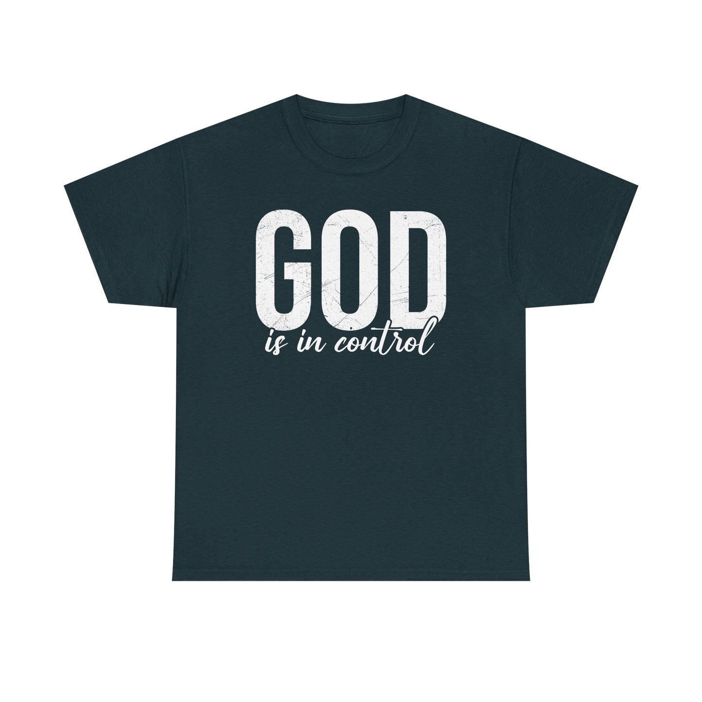 Inspirational Unisex Heavy Cotton Tee - 'God is in control'