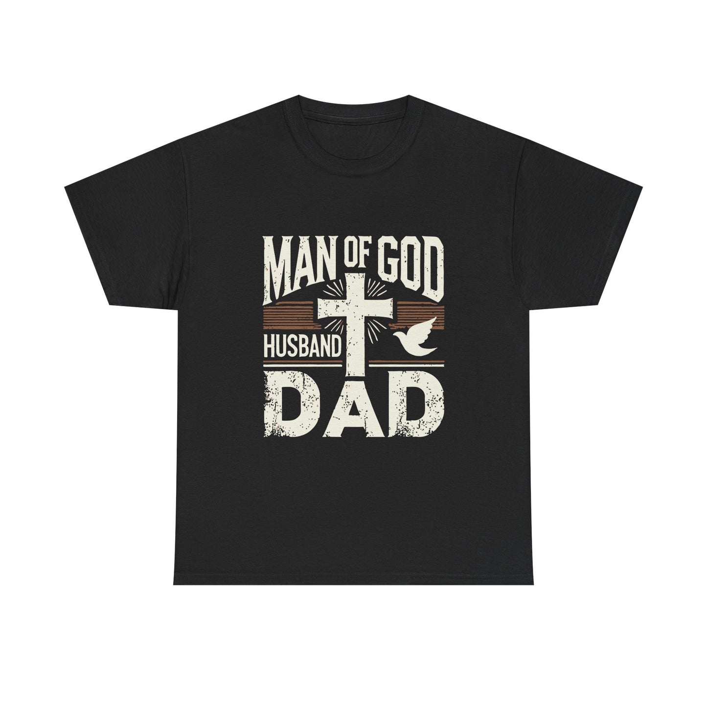 Inspirational Heavy Cotton Tee - 'Man of God-Husband-Dad'
