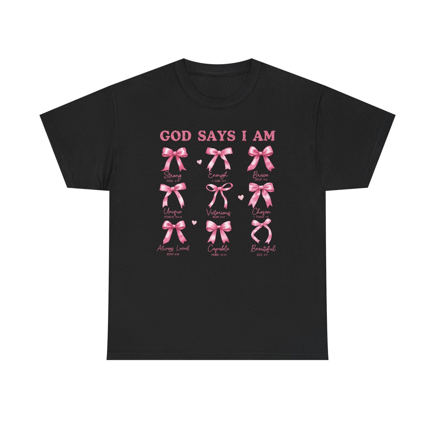 Inspirational Breast Cancer Awareness Heavy Cotton Tee - 'God Says I Am'