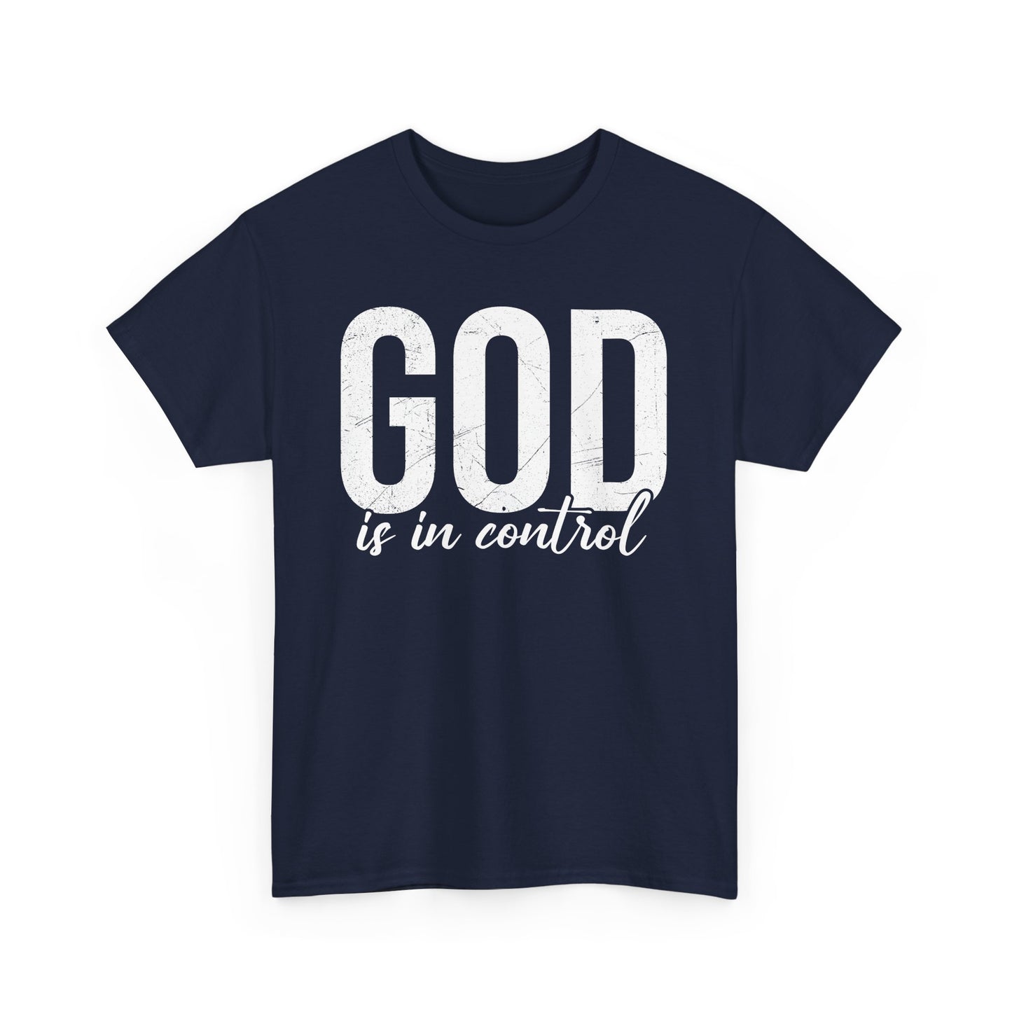 Inspirational Unisex Heavy Cotton Tee - 'God is in control'