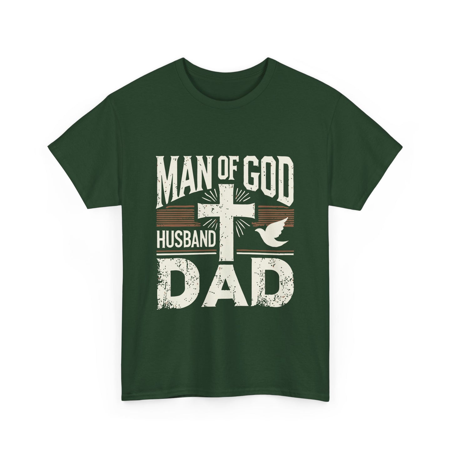 Inspirational Heavy Cotton Tee - 'Man of God-Husband-Dad'