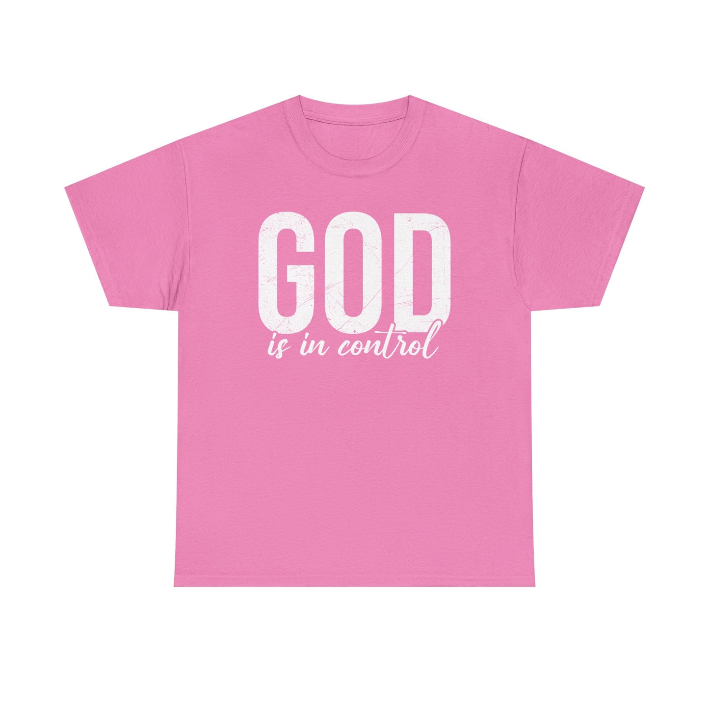 Inspirational Unisex Heavy Cotton Tee - 'God is in control'