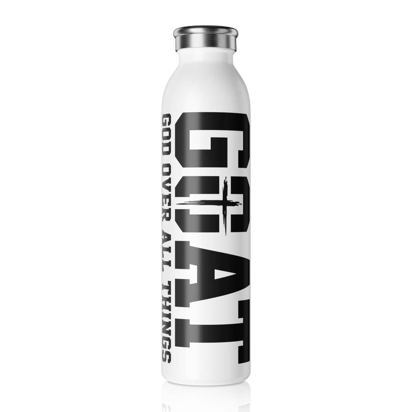 Inspirational Slim Water Bottle - GOAT: God Over All Things