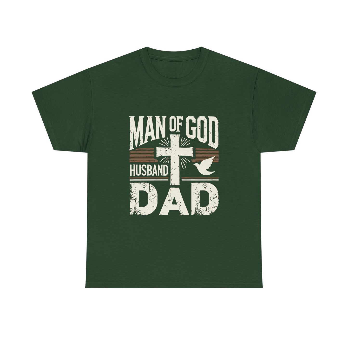 Inspirational Heavy Cotton Tee - 'Man of God-Husband-Dad'