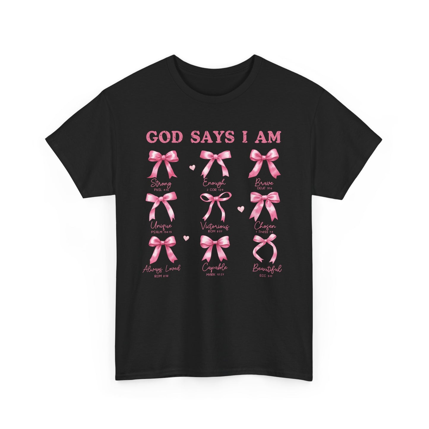 Inspirational Breast Cancer Awareness Heavy Cotton Tee - 'God Says I Am'
