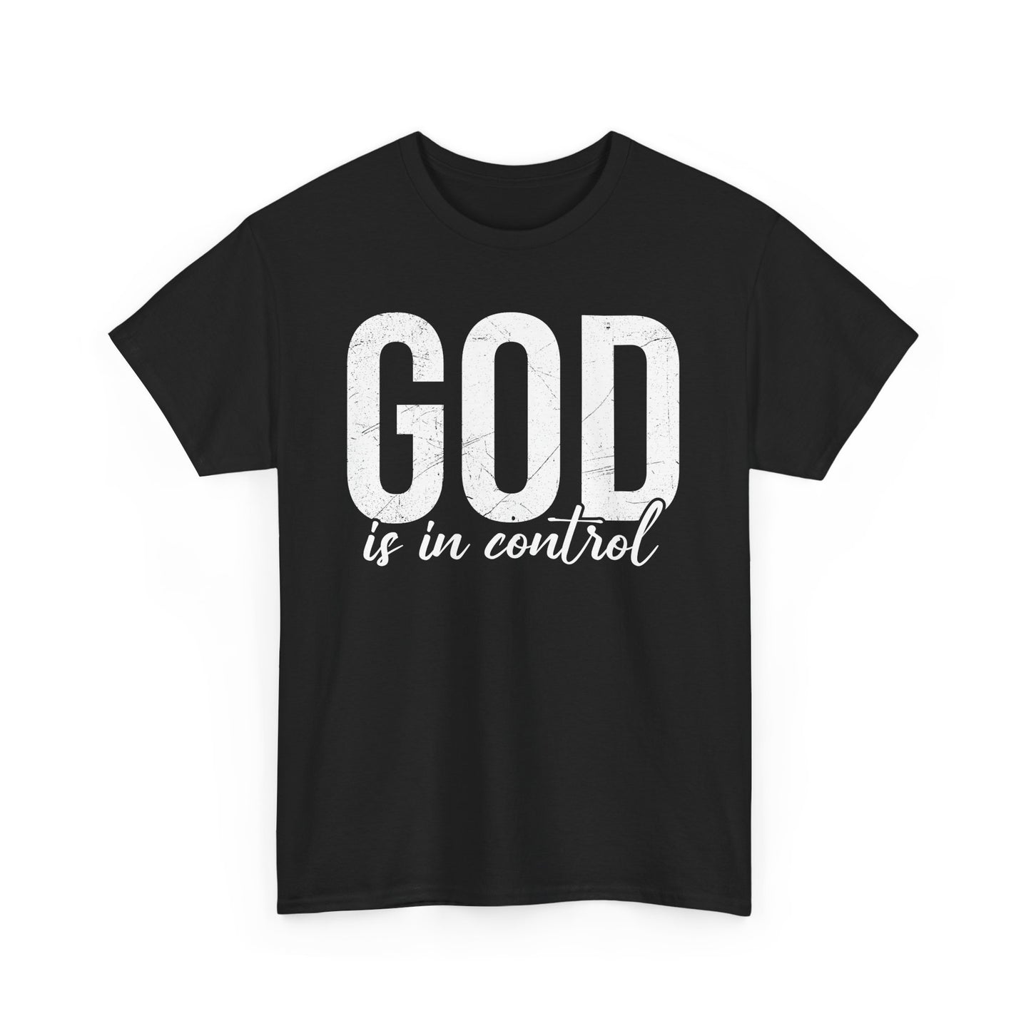 Inspirational Unisex Heavy Cotton Tee - 'God is in control'