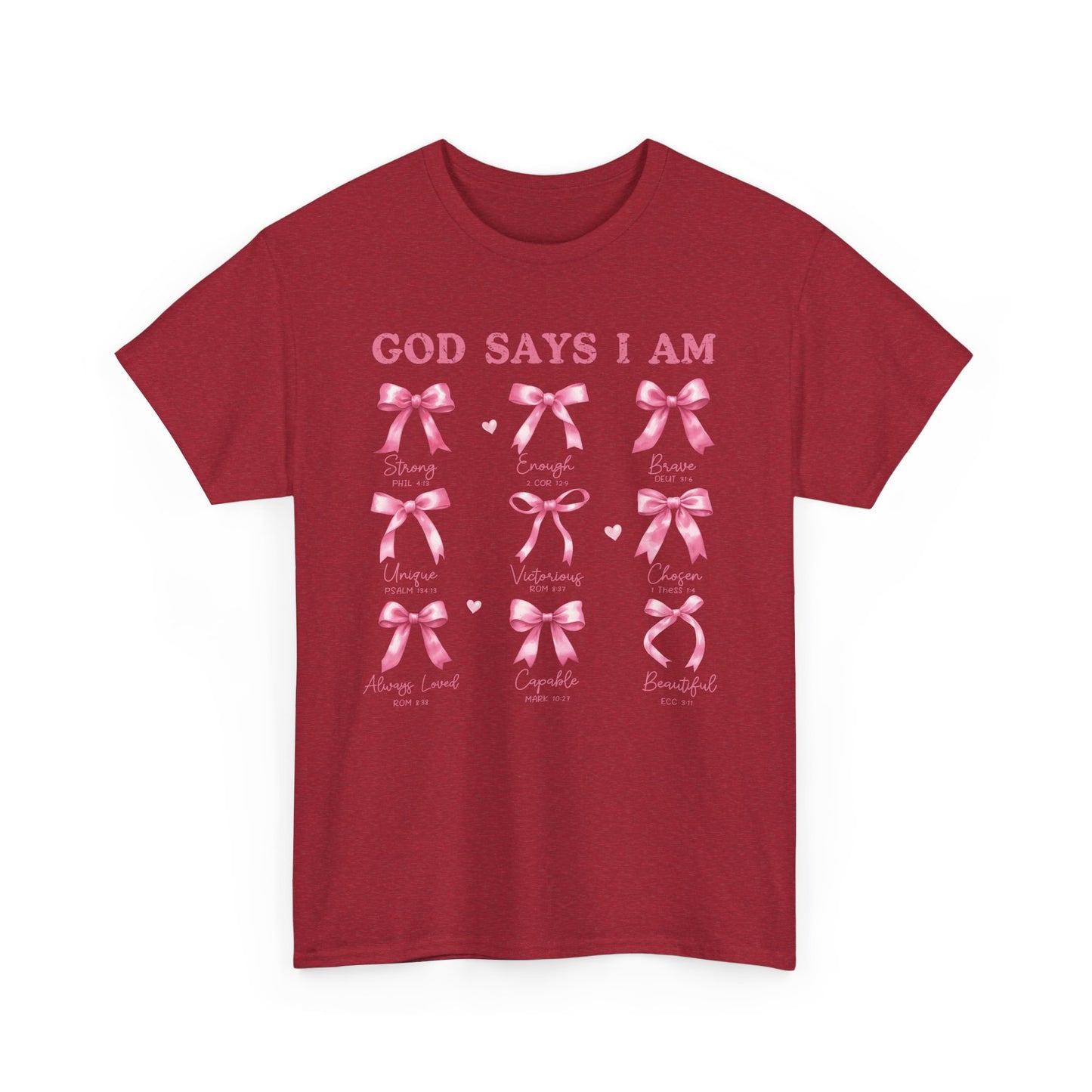 Inspirational Breast Cancer Awareness Heavy Cotton Tee - 'God Says I Am'
