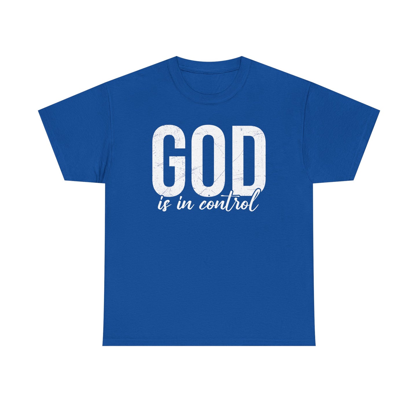 Inspirational Unisex Heavy Cotton Tee - 'God is in control'