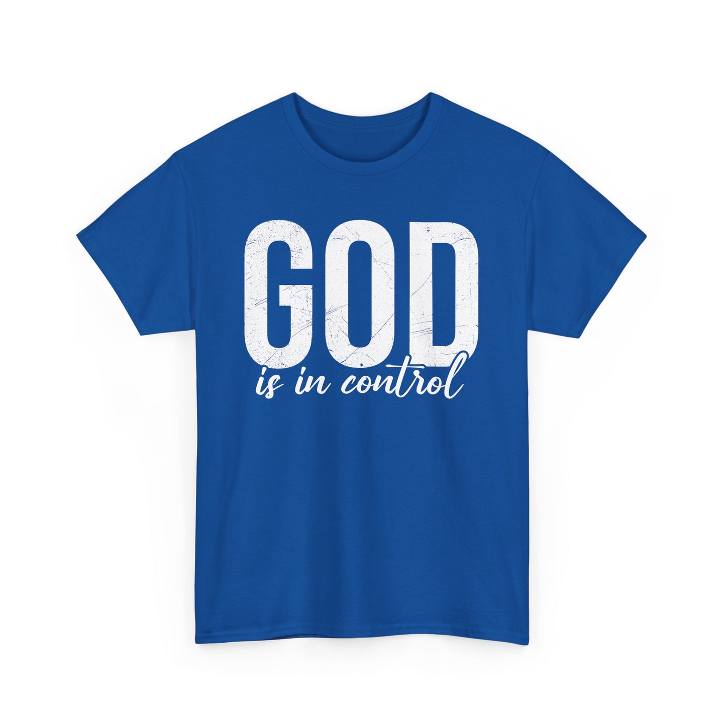 Inspirational Unisex Heavy Cotton Tee - 'God is in control'
