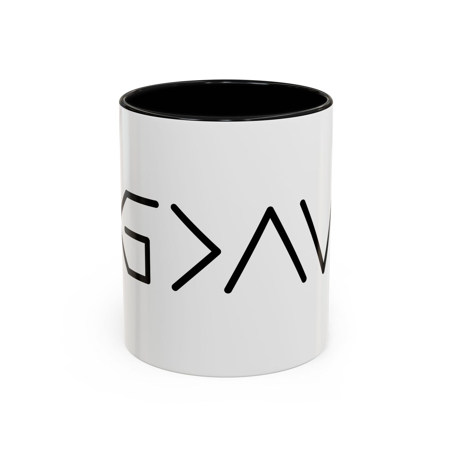 God Is Greater Than The Highs and Lows Coffee Mug - Modern Black Text Design | Ideal Gift for Coffee Lovers