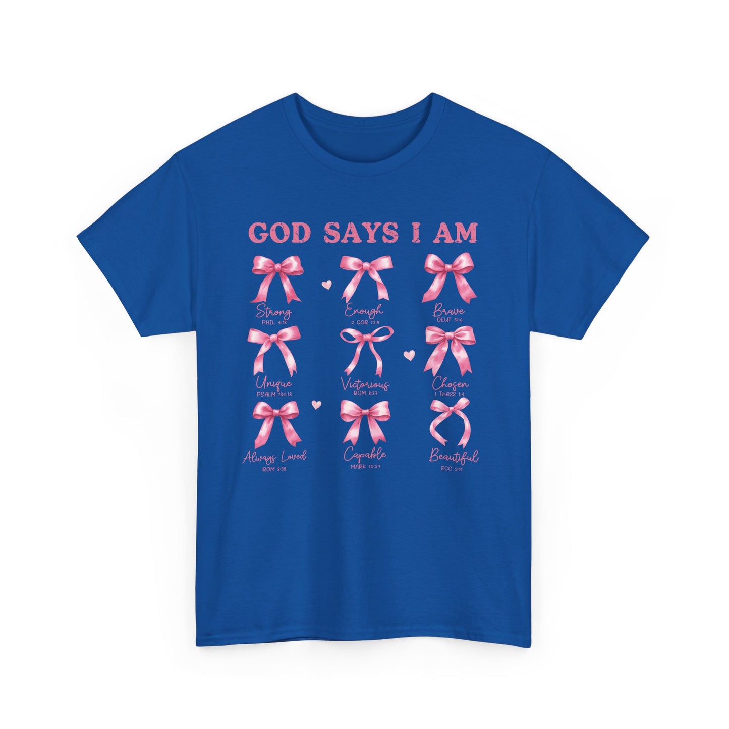 Inspirational Breast Cancer Awareness Heavy Cotton Tee - 'God Says I Am'