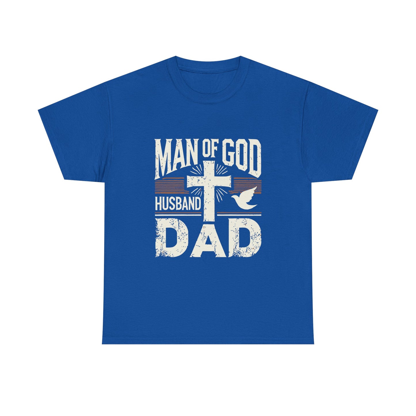 Inspirational Heavy Cotton Tee - 'Man of God-Husband-Dad'