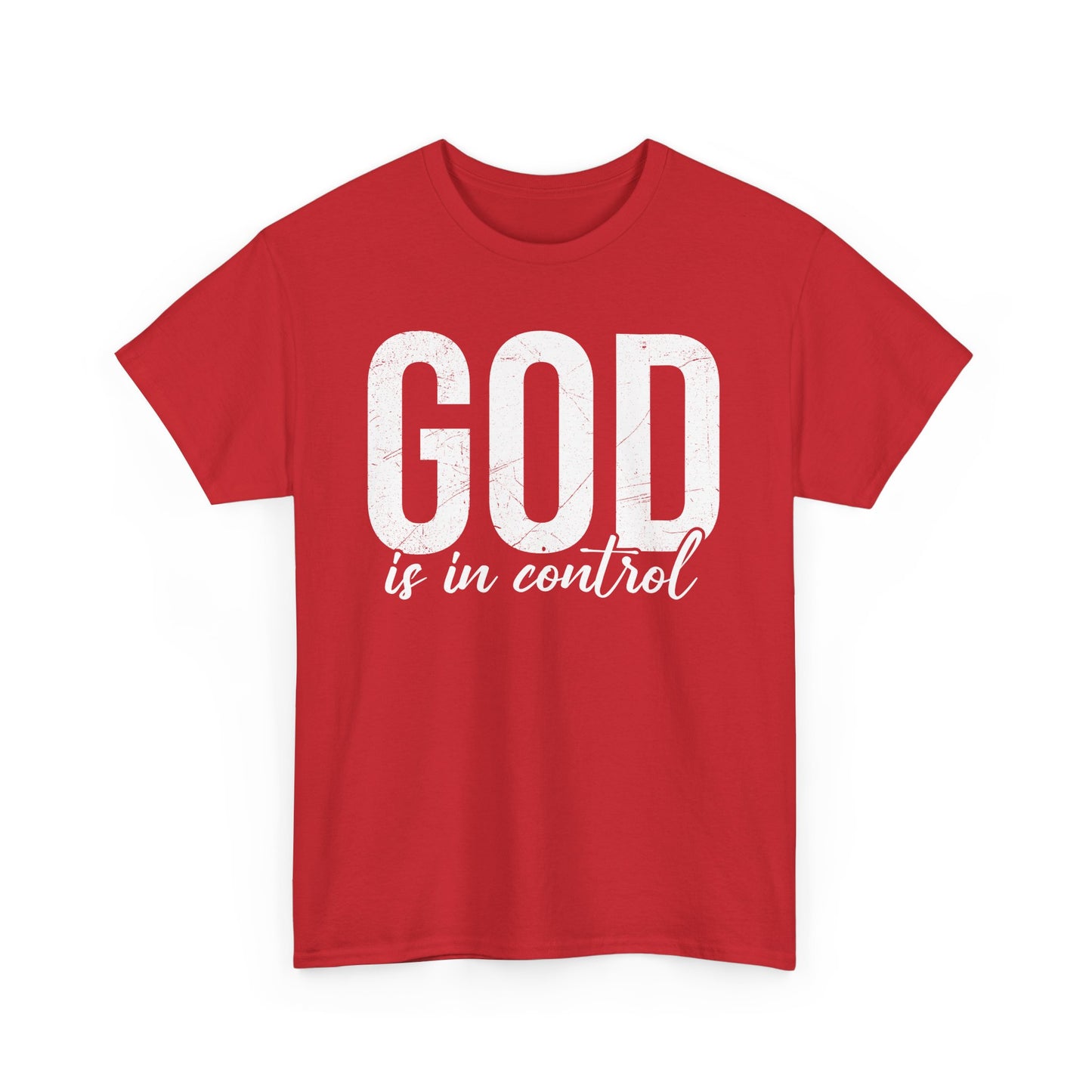 Inspirational Unisex Heavy Cotton Tee - 'God is in control'