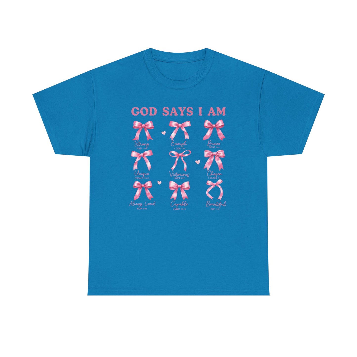 Inspirational Breast Cancer Awareness Heavy Cotton Tee - 'God Says I Am'