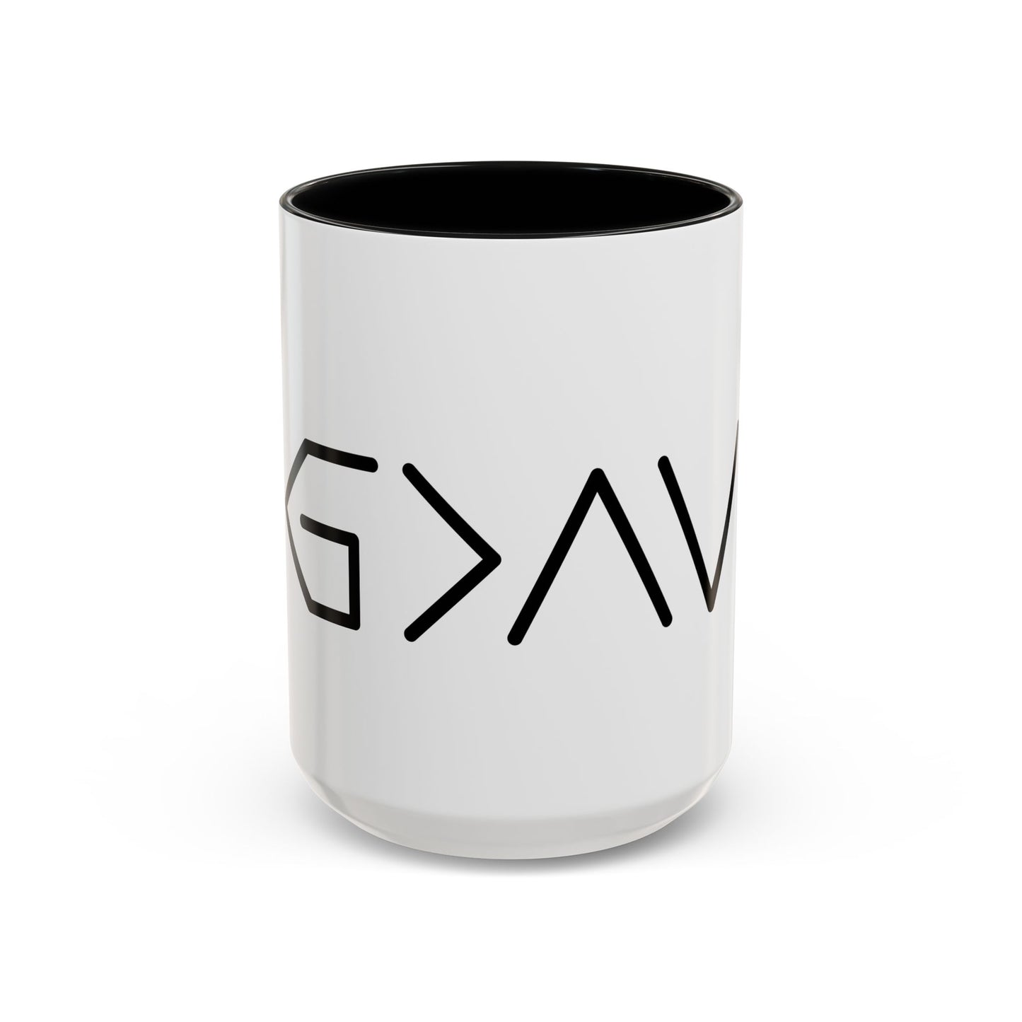 God Is Greater Than The Highs and Lows Coffee Mug - Modern Black Text Design | Ideal Gift for Coffee Lovers
