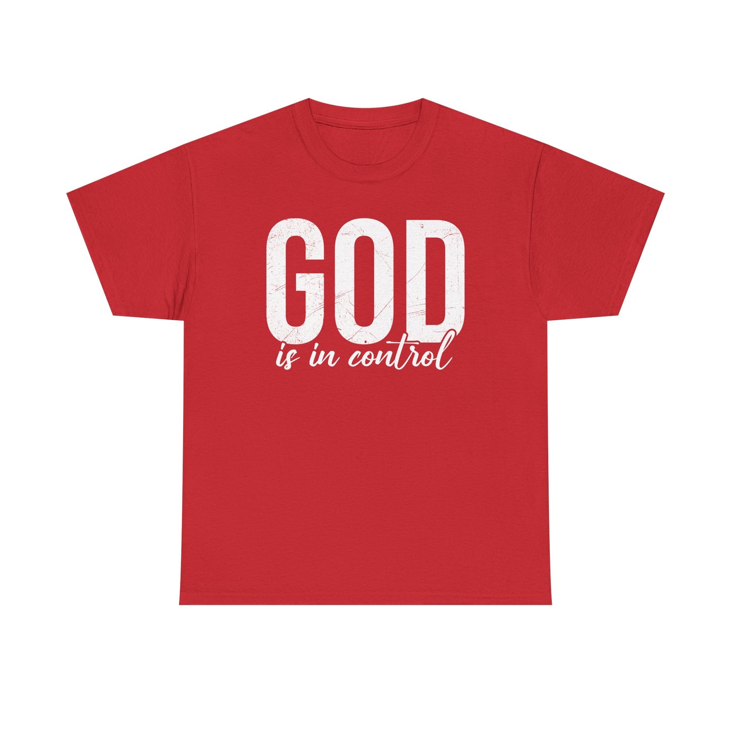 Inspirational Unisex Heavy Cotton Tee - 'God is in control'