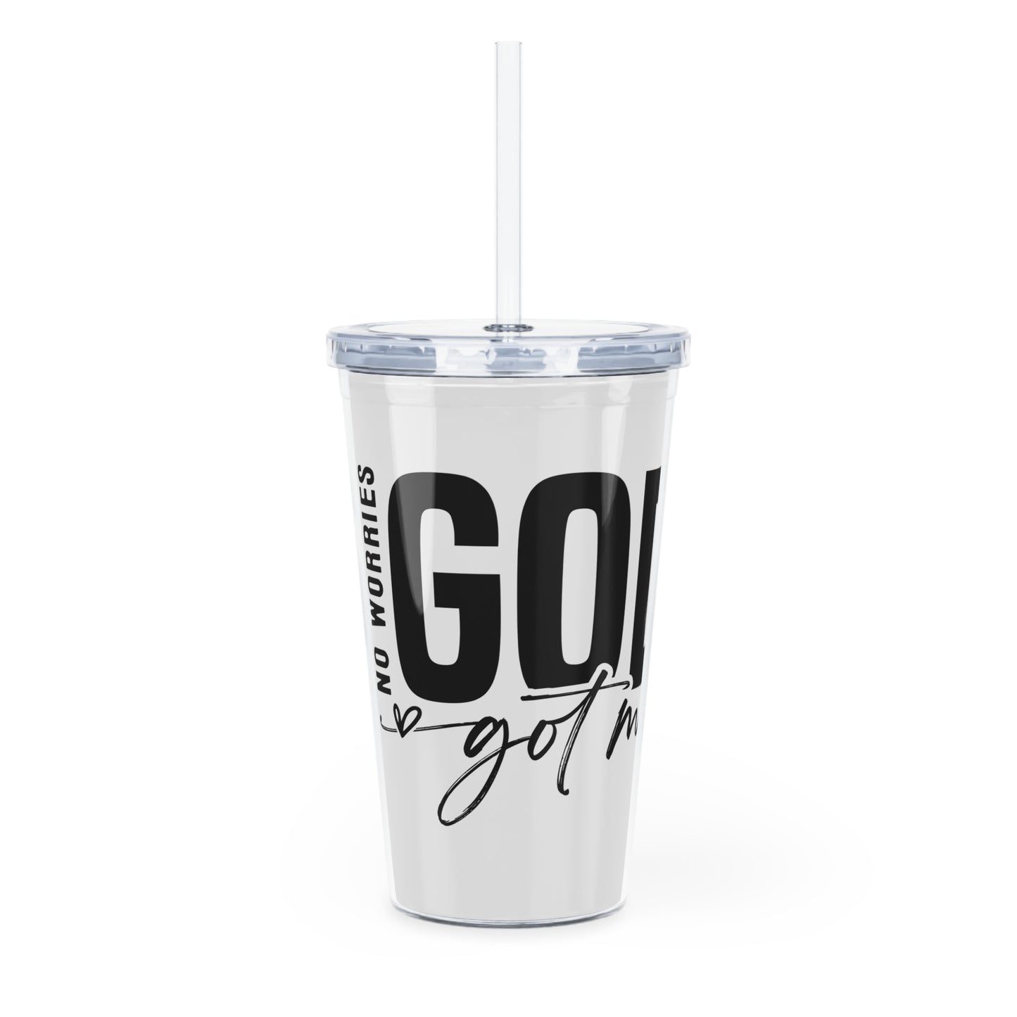 Inspirational Plastic Tumbler with Straw - God Got Me - Perfect for Daily Hydration