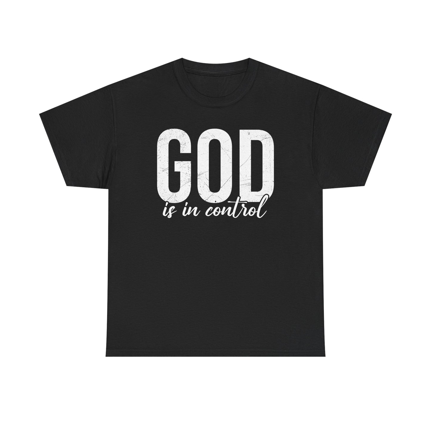 Inspirational Unisex Heavy Cotton Tee - 'God is in control'