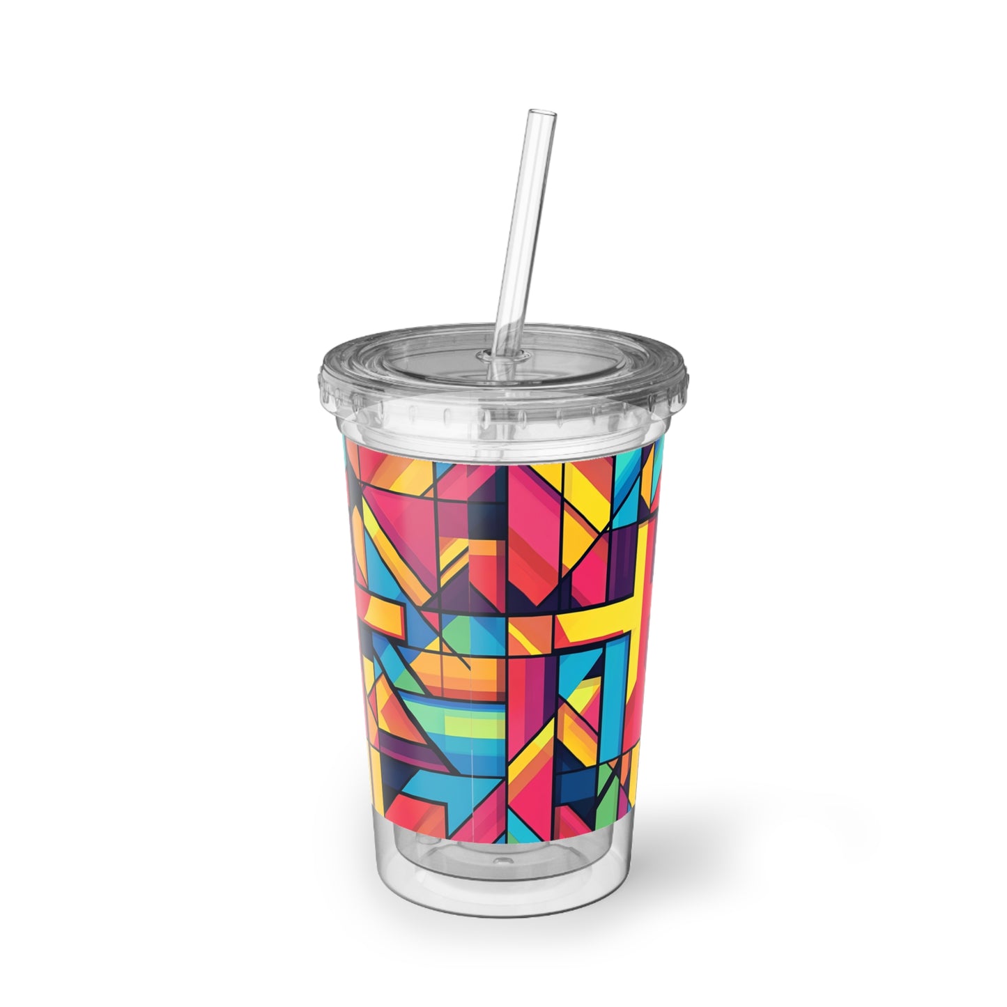 Inspirational Multicolor Cross Acrylic Cup - Travel Tumbler with Cross Design