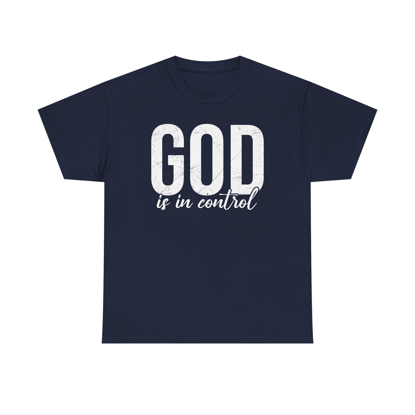 Inspirational Unisex Heavy Cotton Tee - 'God is in control'