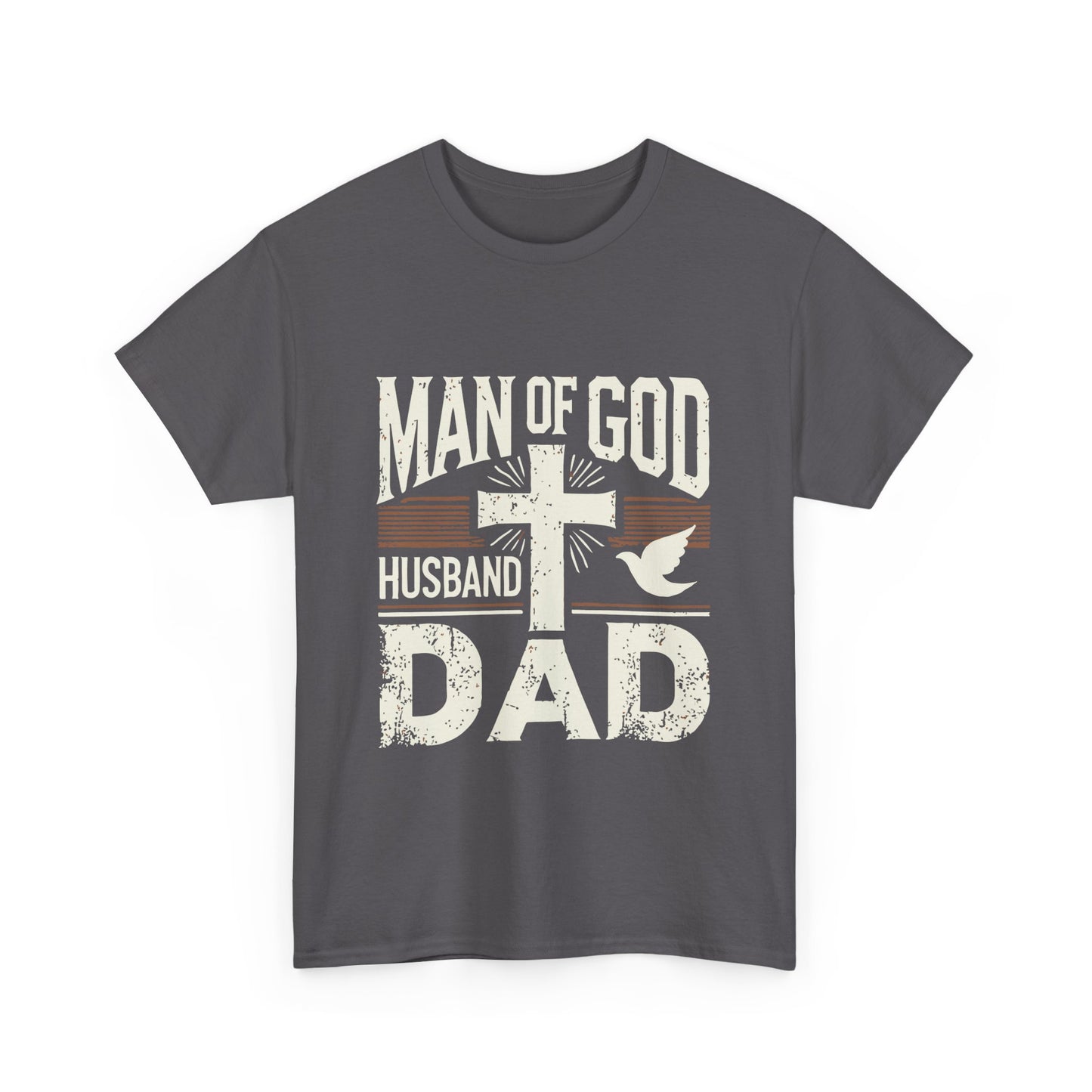 Inspirational Heavy Cotton Tee - 'Man of God-Husband-Dad'