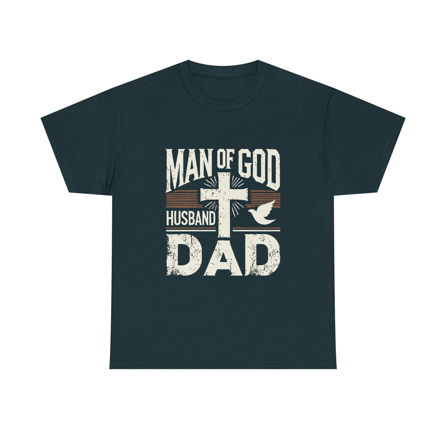 Inspirational Heavy Cotton Tee - 'Man of God-Husband-Dad'