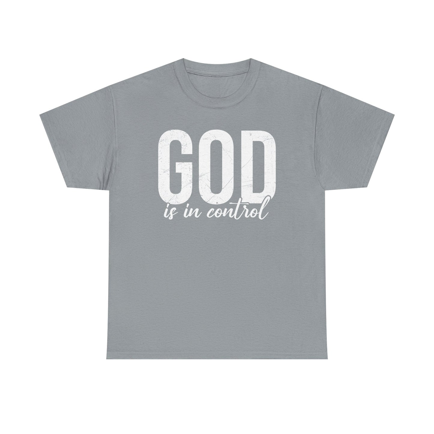 Inspirational Unisex Heavy Cotton Tee - 'God is in control'