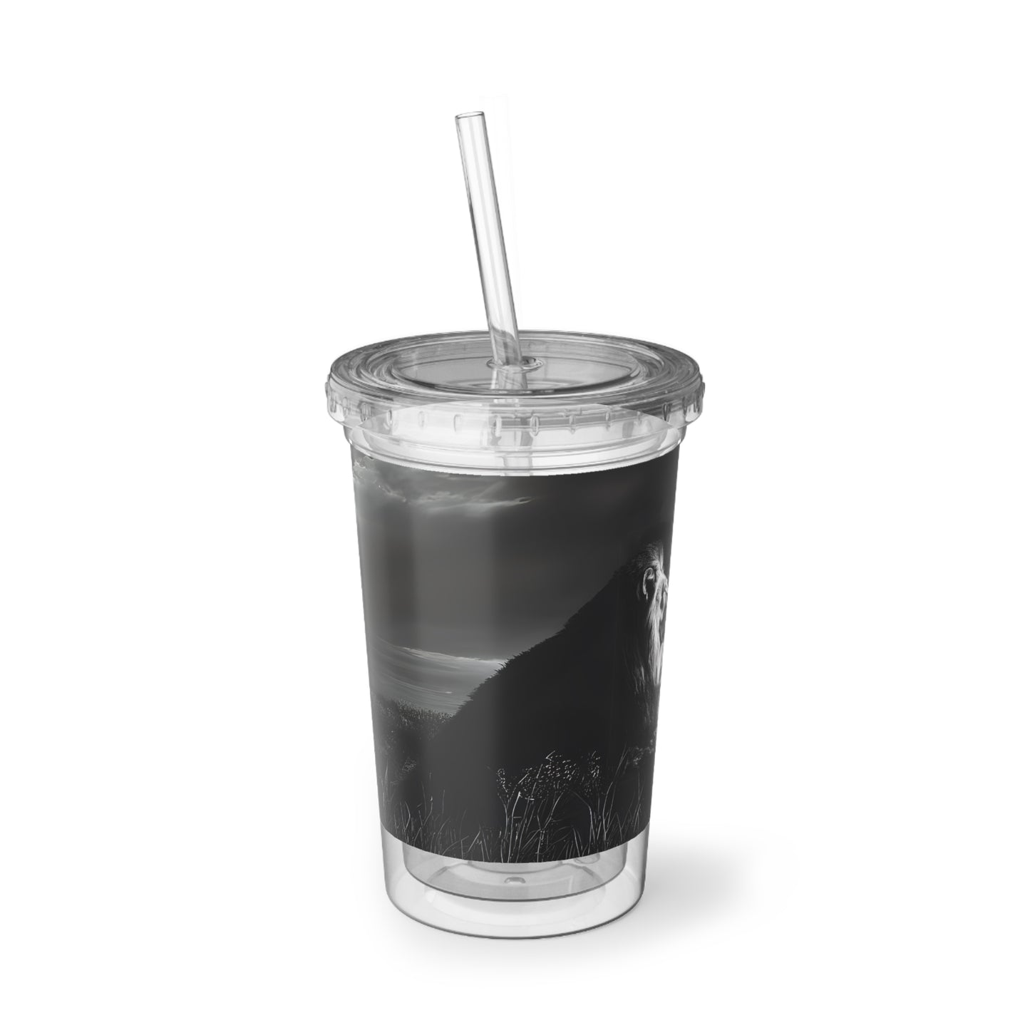 Inspirational Lion of Judah Acrylic Cup - Travel Tumbler with Cross Design