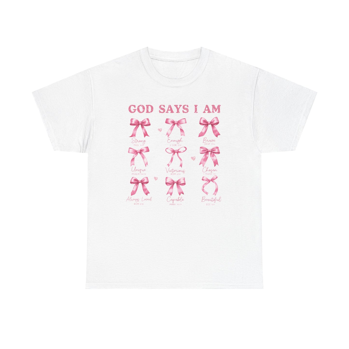 Inspirational Breast Cancer Awareness Heavy Cotton Tee - 'God Says I Am'